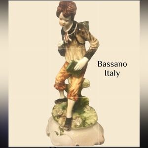 Vintage Bassano Italy hand painted Figurine School boy